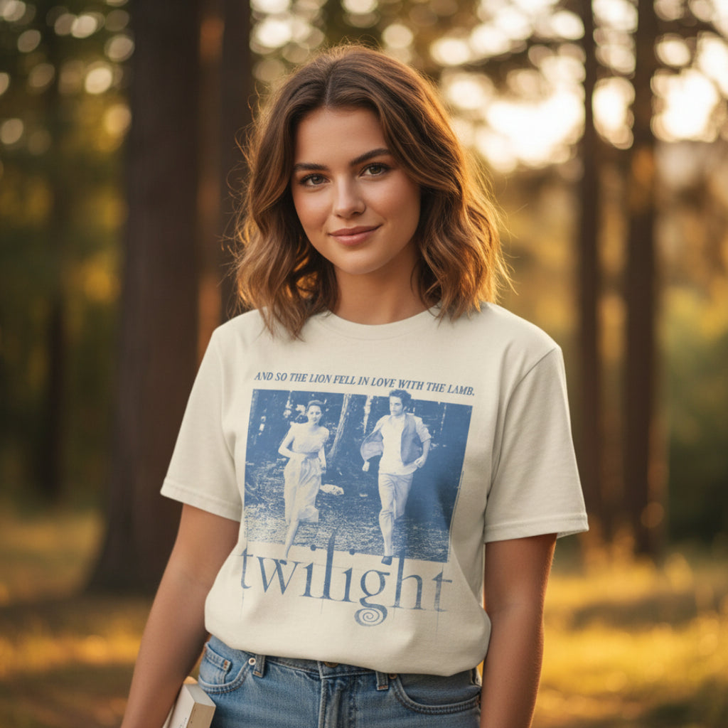 WOMAN WEARING TWILIGHT SAGA BELLA AND EDWARD TEE TWI5150S, TWI5150M, TWI5150L, TWI5150XL, TWI5150XXL, TWI5150XXXL, TWI5150XXXXL