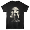 Black t-shirt with 'Twilight' movie graphic featuring three characters and a moon in the background.