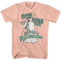 Pink t-shirt with 'The Bride of Frankenstein' graphic design on a white background
