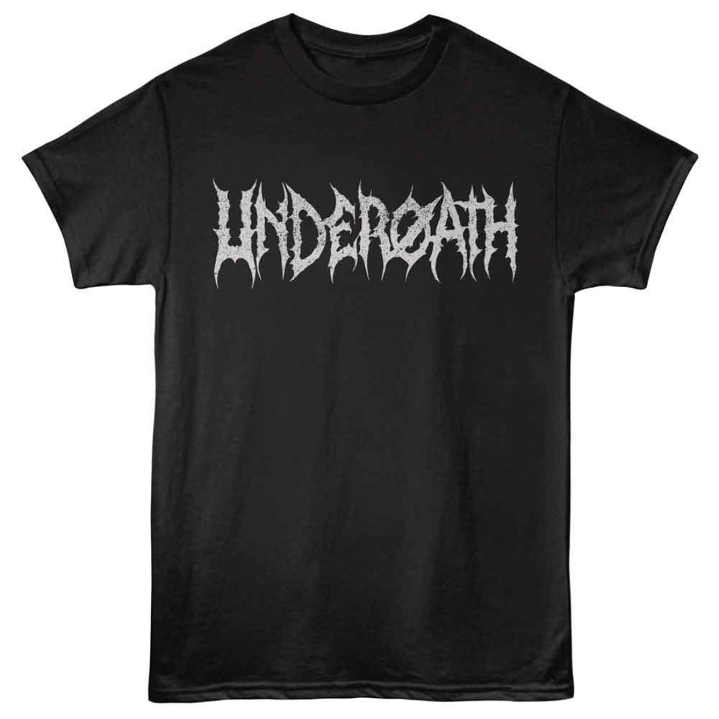 Black t-shirt with 'Underoath' logo on a white background