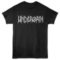 Black t-shirt with 'Underoath' logo on a white background