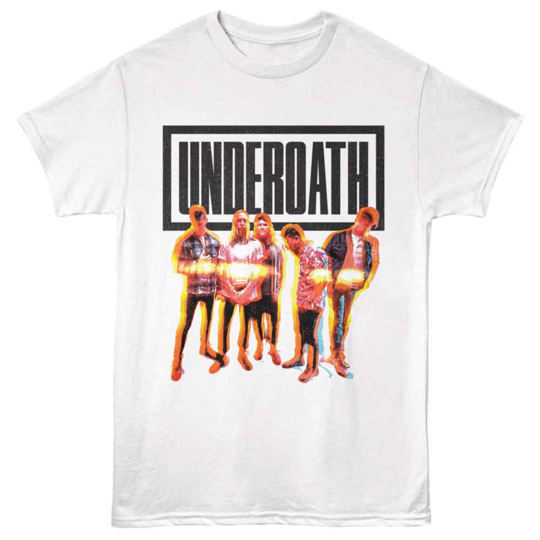 White t-shirt with a band graphic and 'Underoath' text on a white background