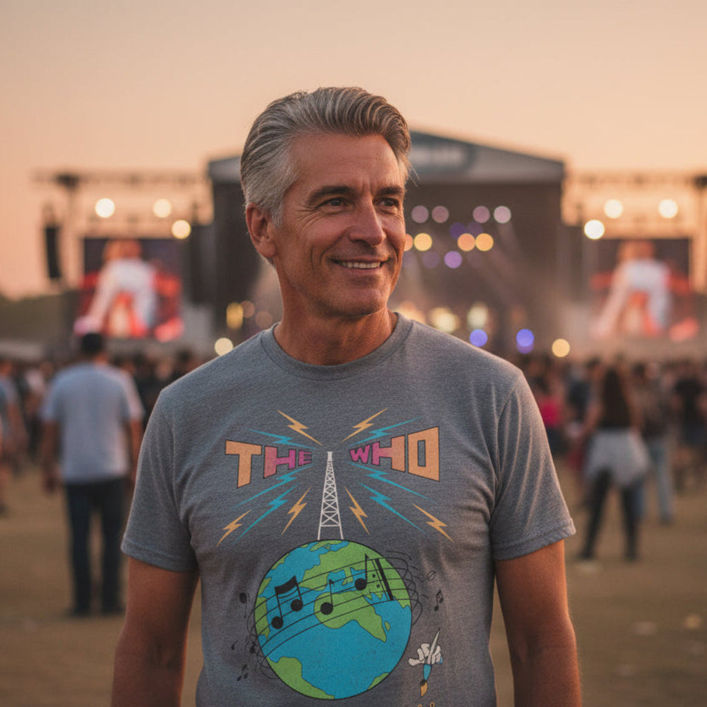 man wearing The Who tee WHO519S, WHO519M, WHO519L, WHO519XL, WHO519XXL, WHO519XXXL, WHO519XXXXL, WHO519XXXXXL