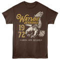 Brown t-shirt with Waylon Jennings graphic and eagle design on a white background