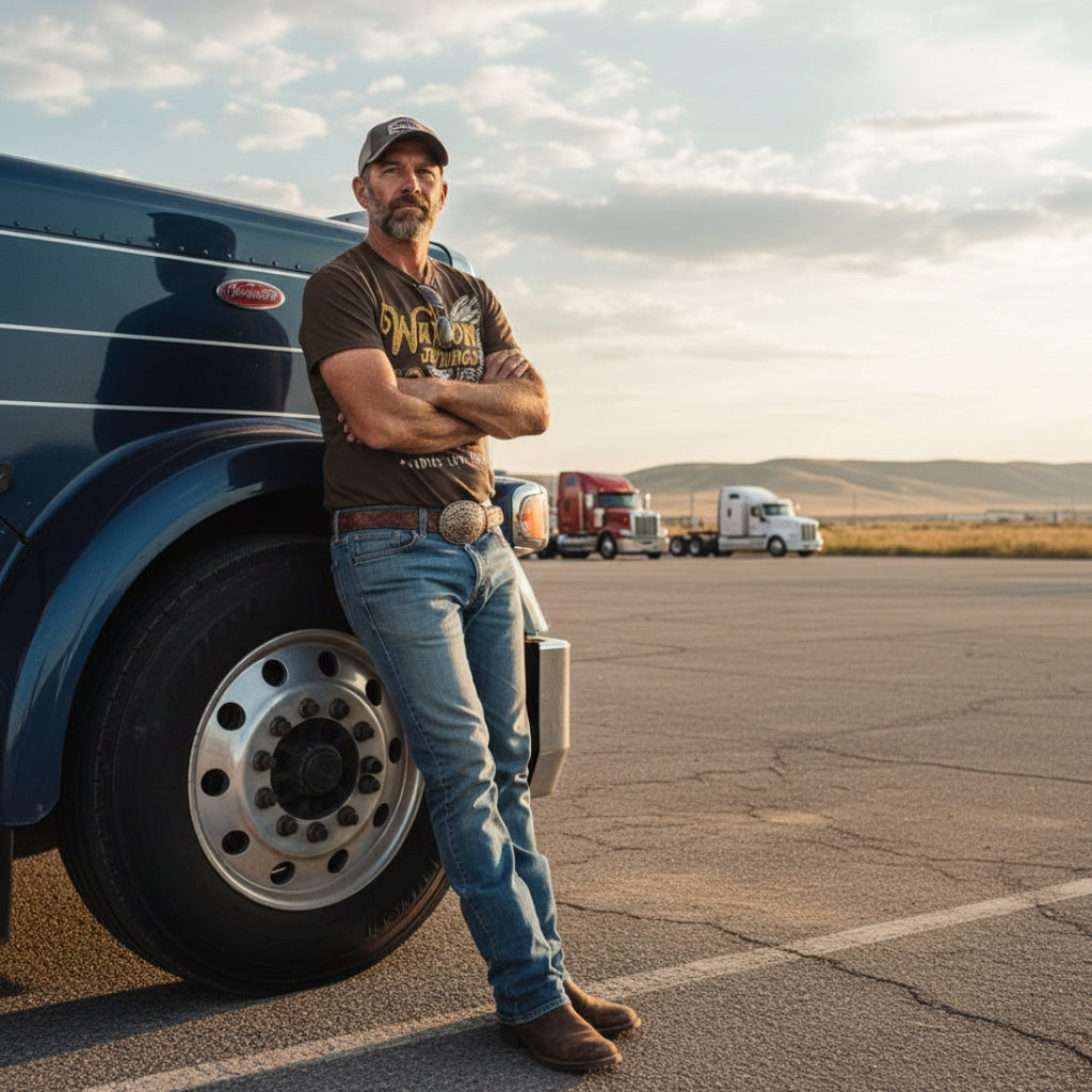 MAN WEARING Brown t-shirt with Waylon Jennings graphic and eagle design WYJ504S, WYJ504M, WYJ504L, WYJ504XL, WYJ504XXL, WYJ504XXXL, WYJ504XXXXL, WYJ504XXXXXL