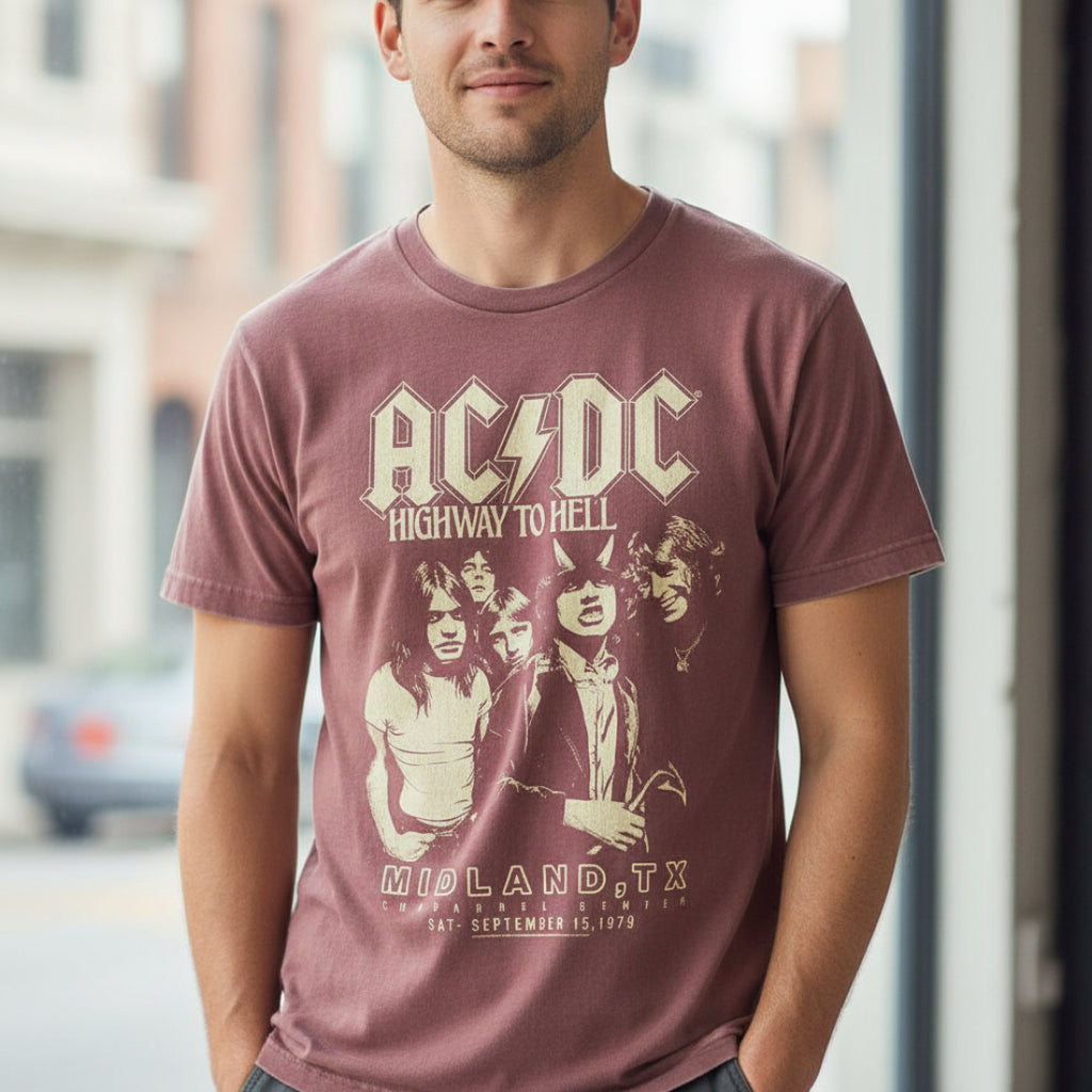 Red t-shirt with AC/DC graphic and 'Highway to Hell' text ACDC5198-CCS, ACDC5198-CCM, ACDC5198-CCL, ACDC5198-CCXL, ACDC5198-CCXXL