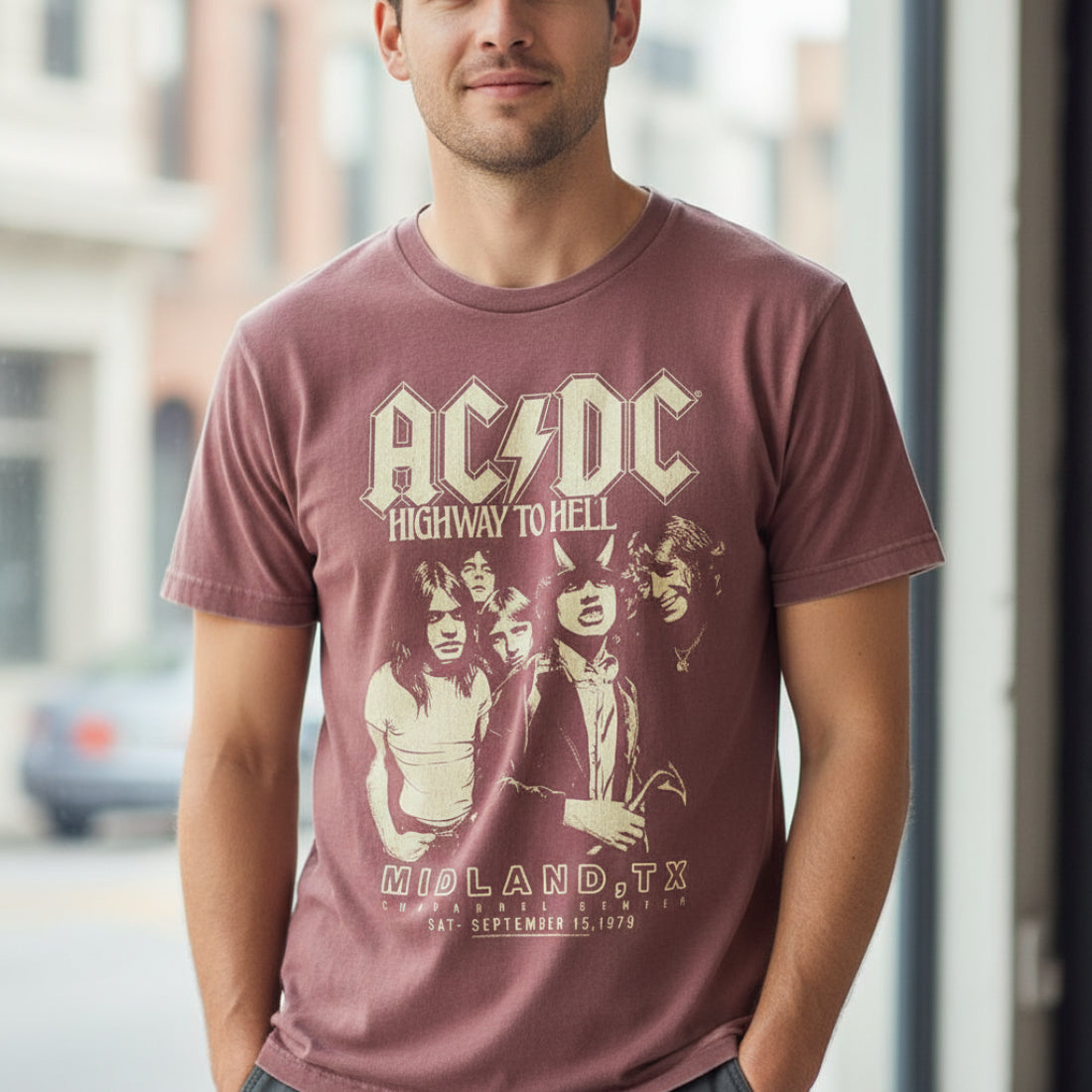 Red t-shirt with AC/DC graphic and 'Highway to Hell' text ACDC5198-CCS, ACDC5198-CCM, ACDC5198-CCL, ACDC5198-CCXL, ACDC5198-CCXXL