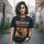 WOMAN WEARING ALICE IN CHAINS DIRT SHIRT AIC501-MINWSHS, AIC501-MINWSHM, AIC501-MINWSHL, AIC501-MINWSHXL, AIC501-MINWSHXXL
