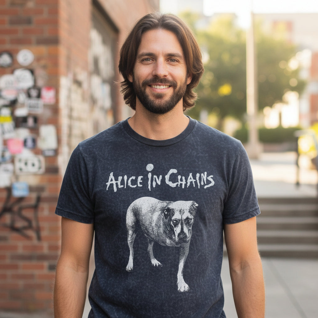 MAN WEARING ALICE IN CHAINS TEE AIC517-MINWSHS, AIC517-MINWSHM, AIC517-MINWSHL, AIC517-MINWSHXL, AIC517-MINWSHXXL
