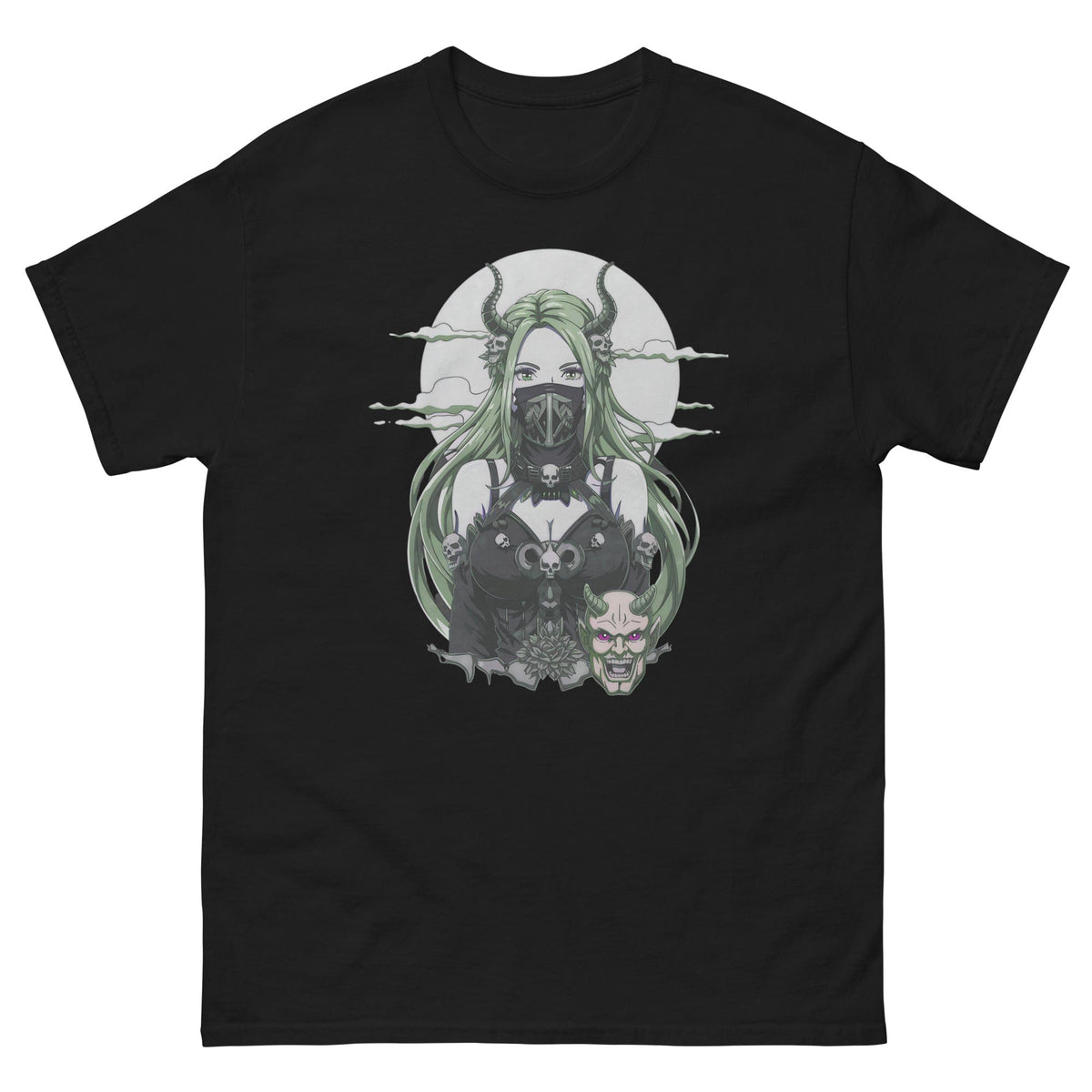 Black / S Anime Dark Fantasy Masked Otaku Demon Girl Unisex T-Shirt 5980960_11546