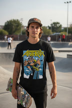 MAN WEARING ANTHRAX TEE ATX502S, ATX502M, ATX502L, ATX502XL, ATX502XXL, ATX502XXXL, ATX502XXXXL, ATX502XXXXXL
