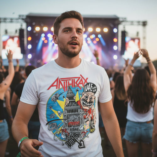 MAN WEARING ANTHRAX TEE ATX505S, ATX505M, ATX505L, ATX505XL, ATX505XXL, ATX505XXXL, ATX505XXXXL, ATX505XXXXXL