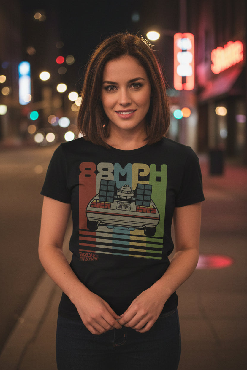 WOMAN WEARING BTTF TEE BTF5367S, BTF5367M, BTF5367L, BTF5367XL, BTF5367XXL, BTF5367XXXL, BTF5367XXXXL, BTF5367XXXXXL
