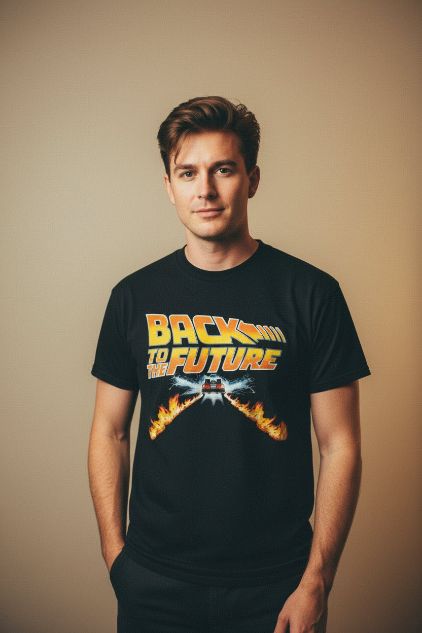 MAN WEARING BACK TO THE FUTURE TEE BTF501S, BTF501M, BTF501L, BTF501XL, BTF501XXL, BTF501XXXL, BTF501XXXXL, BTF501XXXXXL