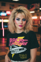 WOMAN WEARING BTTF TEE BTF5453S, BTF5453M, BTF5453L, BTF5453XL, BTF5453XXL, BTF5453XXXL, BTF5453XXXXL, BTF5453XXXXXL