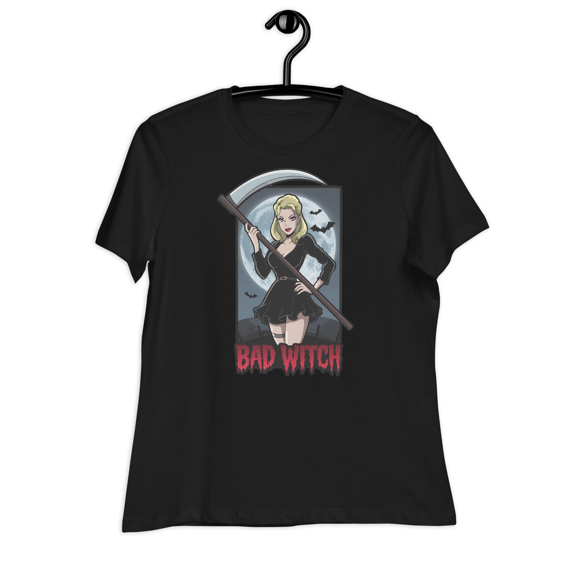 Black / S Bad Witch Halloween Women's Relaxed T-Shirt 5951115_10187