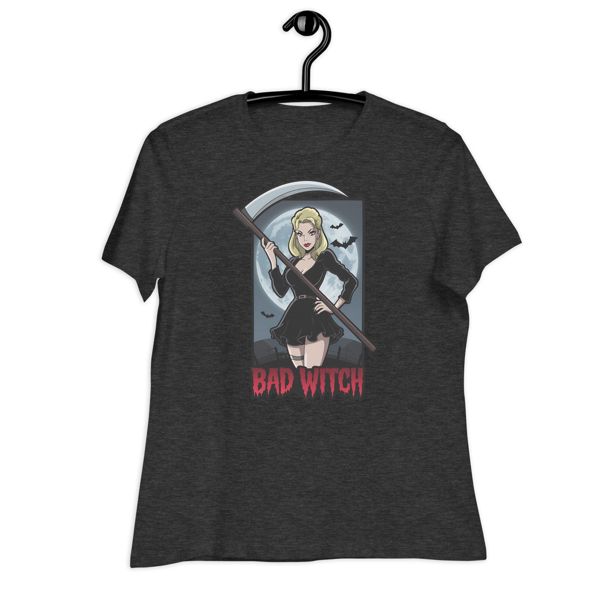 Dark Grey Heather / S Bad Witch Halloween Women's Relaxed T-Shirt 5951115_10193