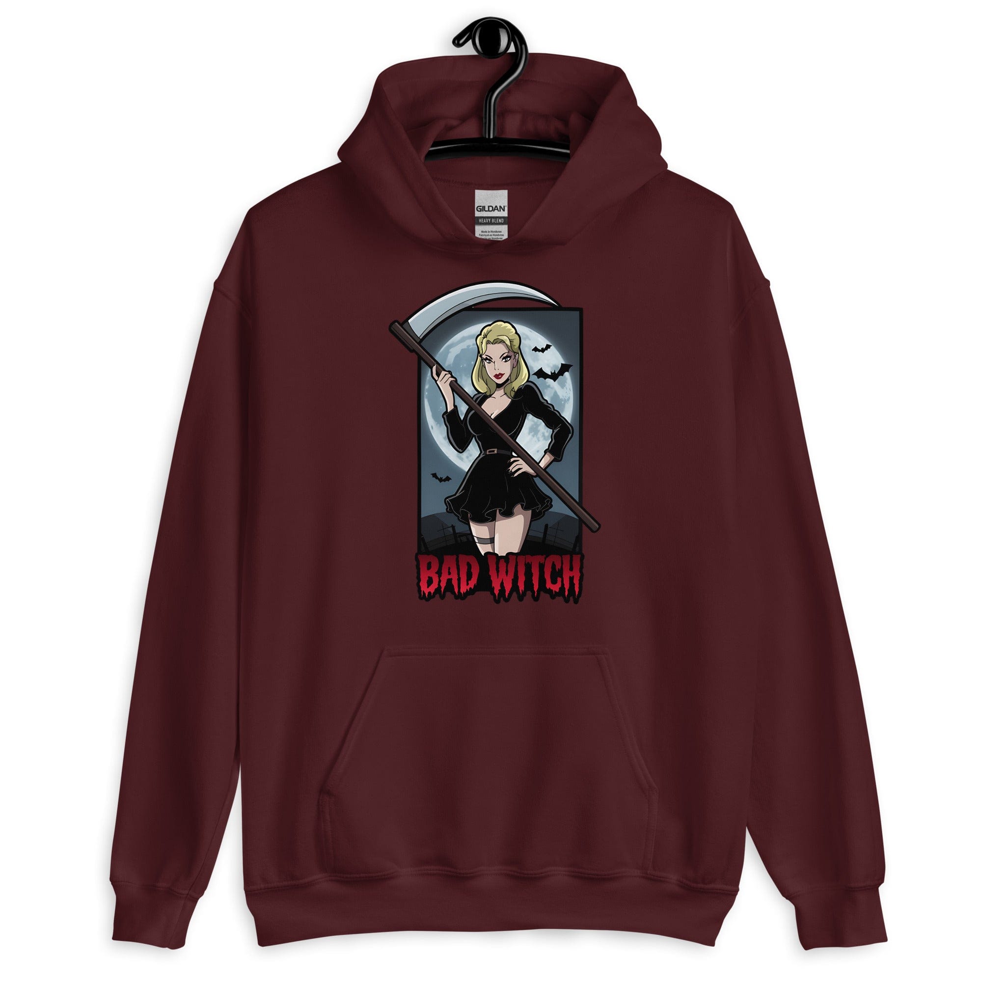 Maroon / S Bad Witch Unisex Pullover Hoodie 7183455_5586