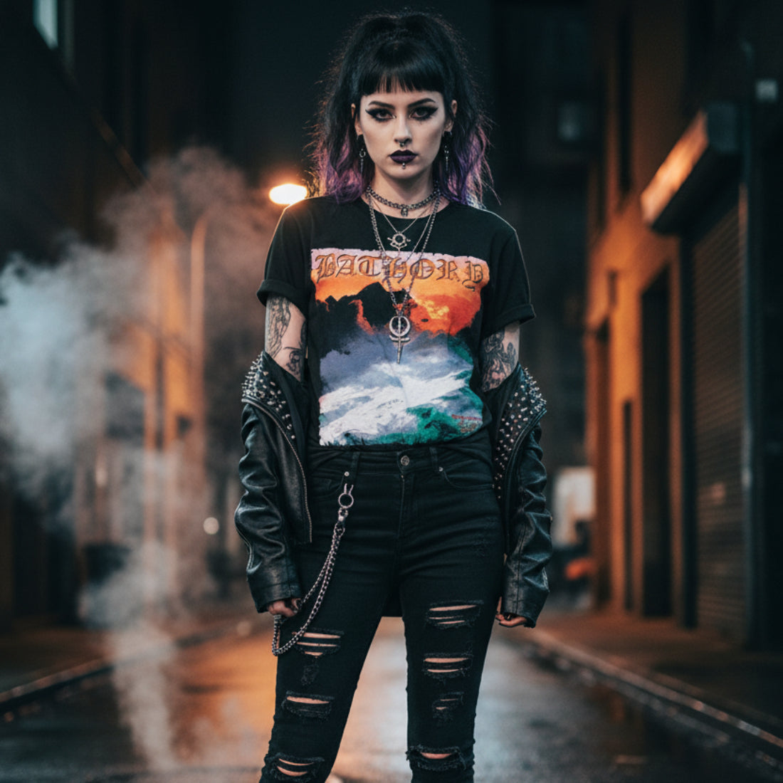 WOMAN WEARING BATHORY TEE MM-BA-002S, MM-BA-002M, MM-BA-002L, MM-BA-002X, MM-BA-002XX, MM-BA-002XXX