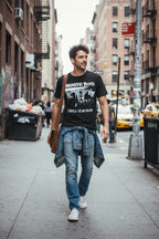 man wearing beastie boys tee  BBS518S, BBS518M, BBS518L, BBS518XL, BBS518XXL, BBS518XXXL, BBS518XXXXL, BBS518XXXXXL