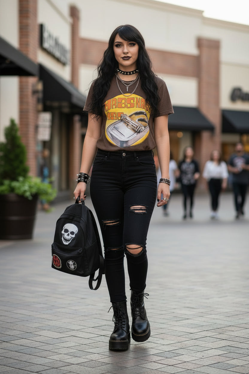 woman wearing beastie boys tee BBS510S, BBS510M, BBS510L, BBS510XL, BBS510XXL, BBS510XXXL