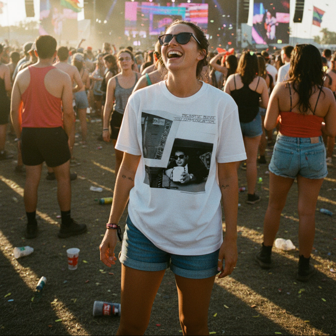 woman wearing beastie boys tee BBS519S, BBS519M, BBS519L, BBS519XL, BBS519XXL, BBS519XXXL, BBS519XXXXL, BBS519XXXXXL