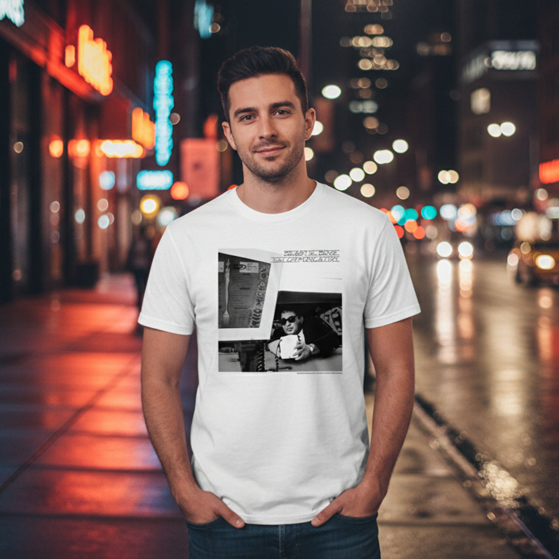 man wearing beastie boys tee. BBS519S, BBS519M, BBS519L, BBS519XL, BBS519XXL, BBS519XXXL, BBS519XXXXL, BBS519XXXXXL