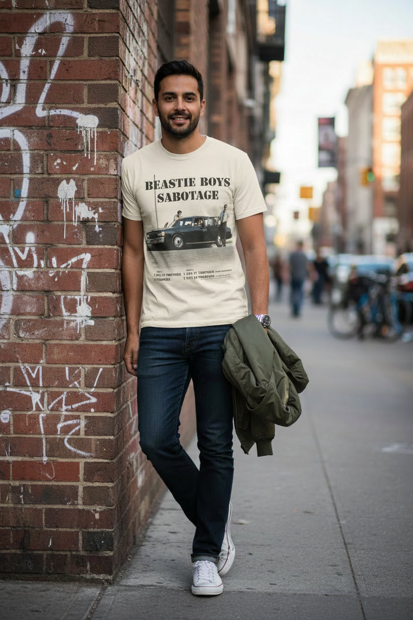 MAN WEARING BEASTIE BOYS TEE BBS506SM, BBS506L, BBS506XL, BBS506XXL, BBS506XXXL, BBS506XXXXL, BBS506XXXXXL