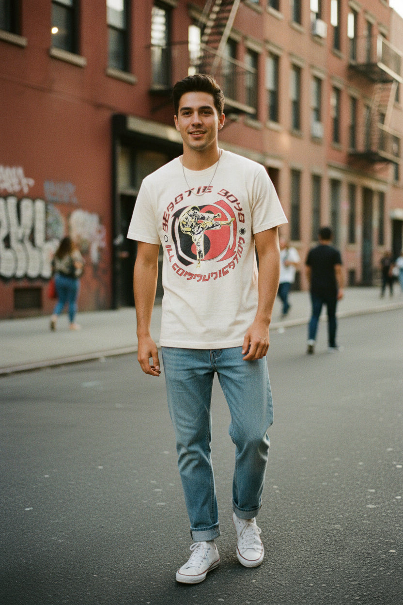 MAN WEARING BEASTIE BOYS TEE BBS507S, BBS507M, BBS507L, BBS507XL, BBS507XXL, BBS507XXXL, BBS507XXXXL