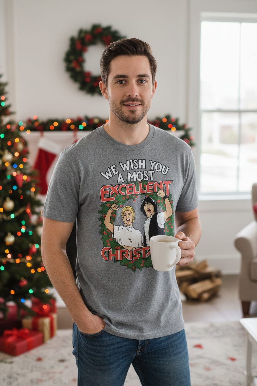 MAN WEARING BILL AND TED TEE BNT5173S, BNT5173M, BNT5173L, BNT5173XL, BNT5173XXL, BNT5173XXXL, BNT5173XXXXL, BNT5173XXXXXL