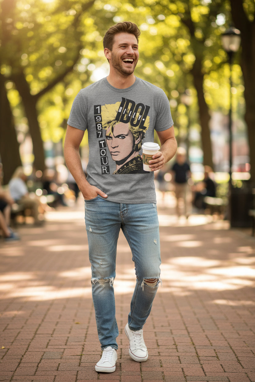 MAN WEARING BILLY IDOL TEE IDOL546S, IDOL546M, IDOL546L, IDOL546XL, IDOL546XXL, IDOL546XXXL, IDOL546XXXXL, IDOL546XXXXXL