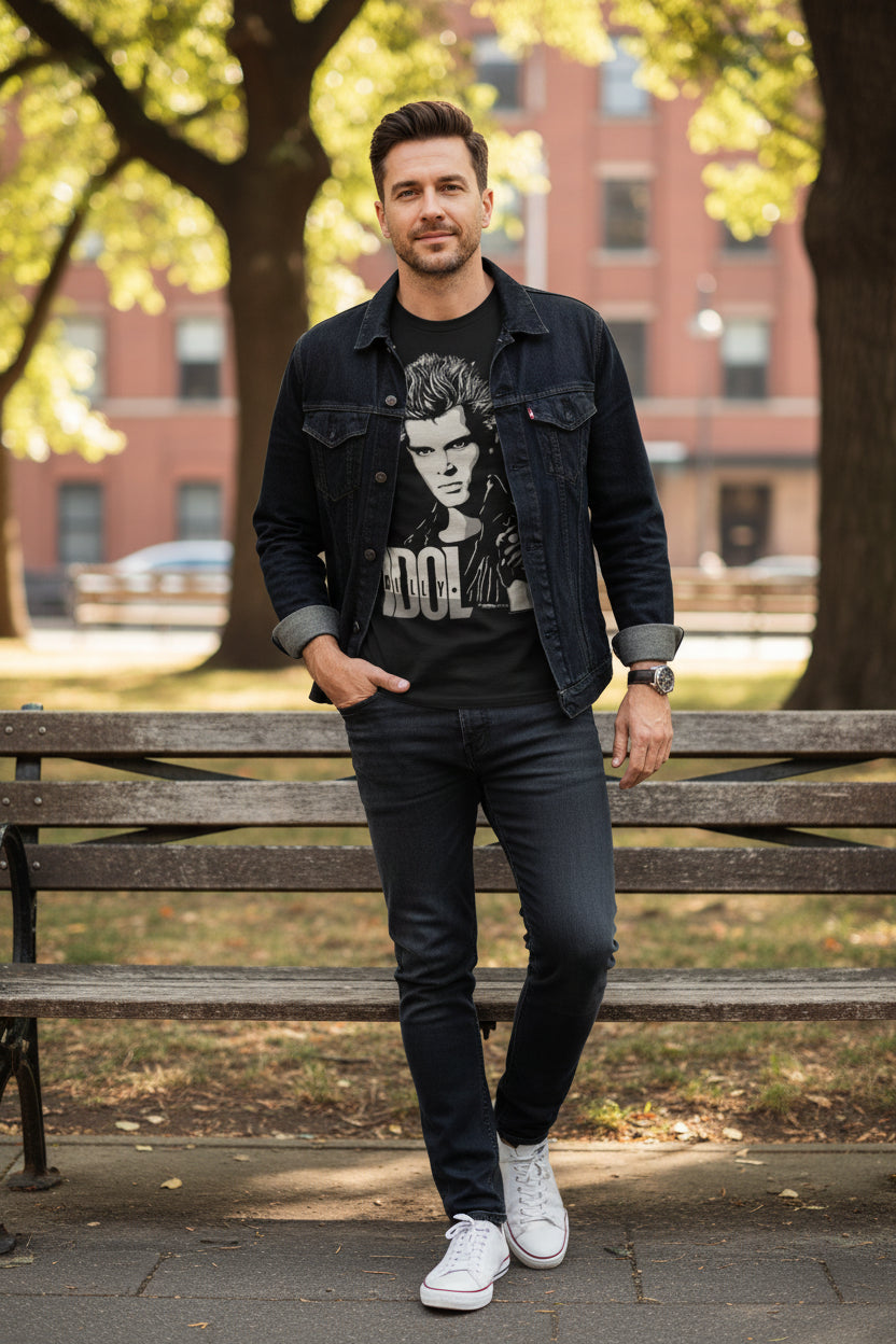 MAN WEARING BILLY IDOL TEE  IDOL552S, IDOL552M, IDOL552L, IDOL552XL, IDOL552XXL, IDOL552XXXL, IDOL552XXXXL, IDOL552XXXXXL