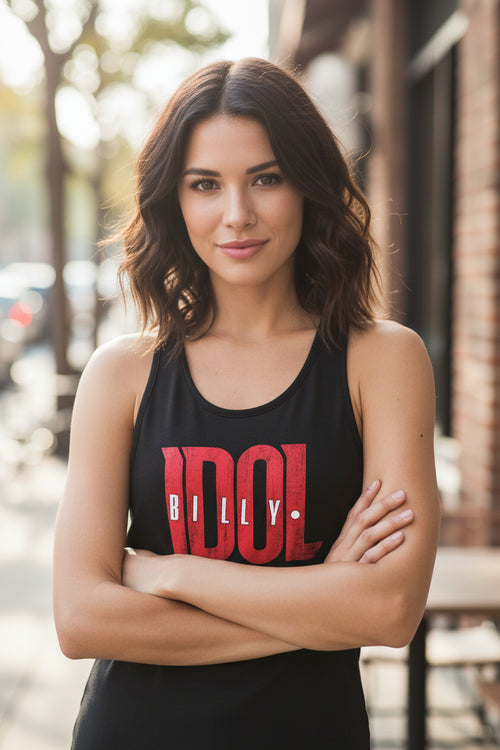 WOMAN WEARING BILLY IDOL TANK TOP IDOL521_316S, IDOL521_316M, IDOL521_316L, IDOL521_316XL, IDOL521_316XXL