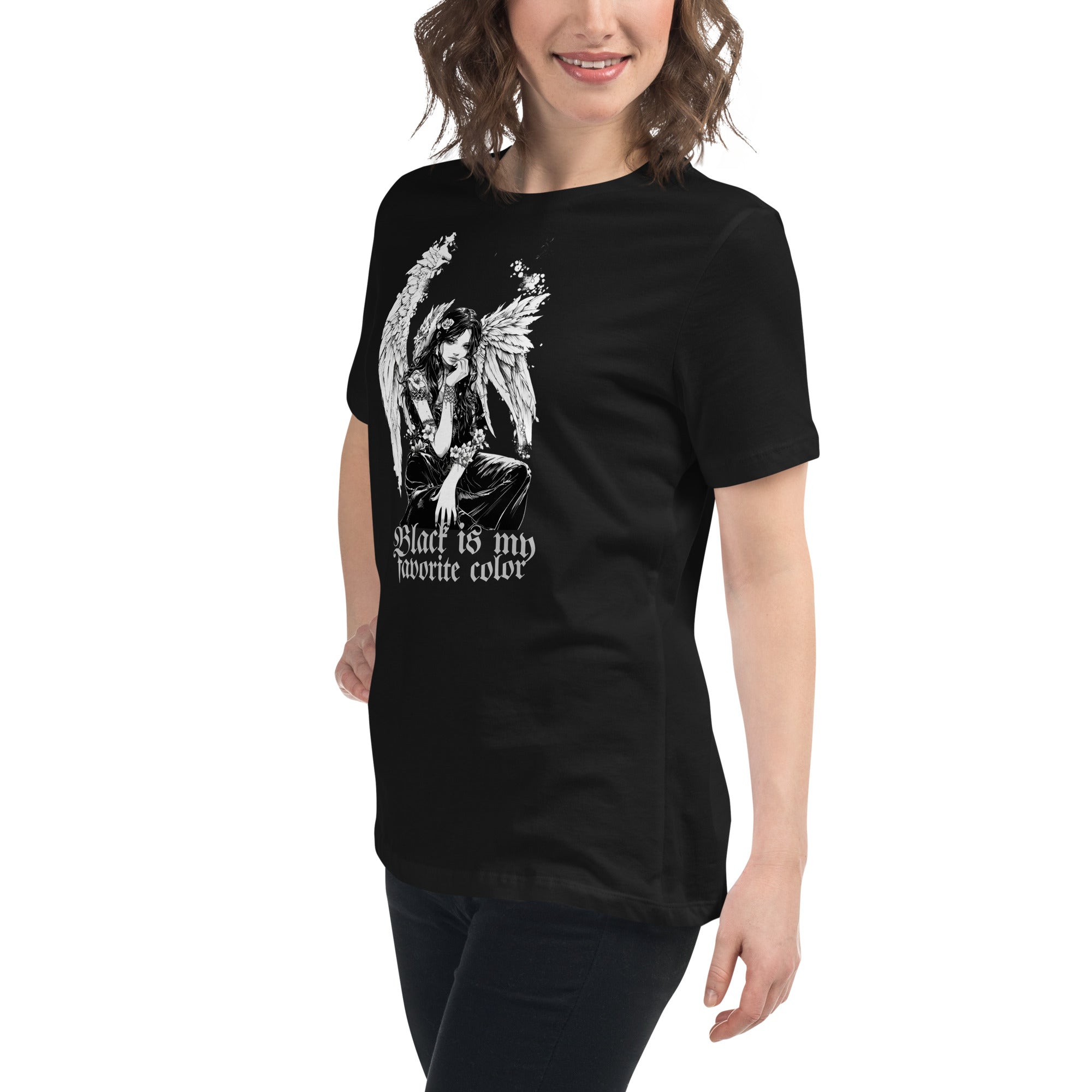 Black is my Favorite Color Gothic Dark Angel Women's Relaxed T-Shirt