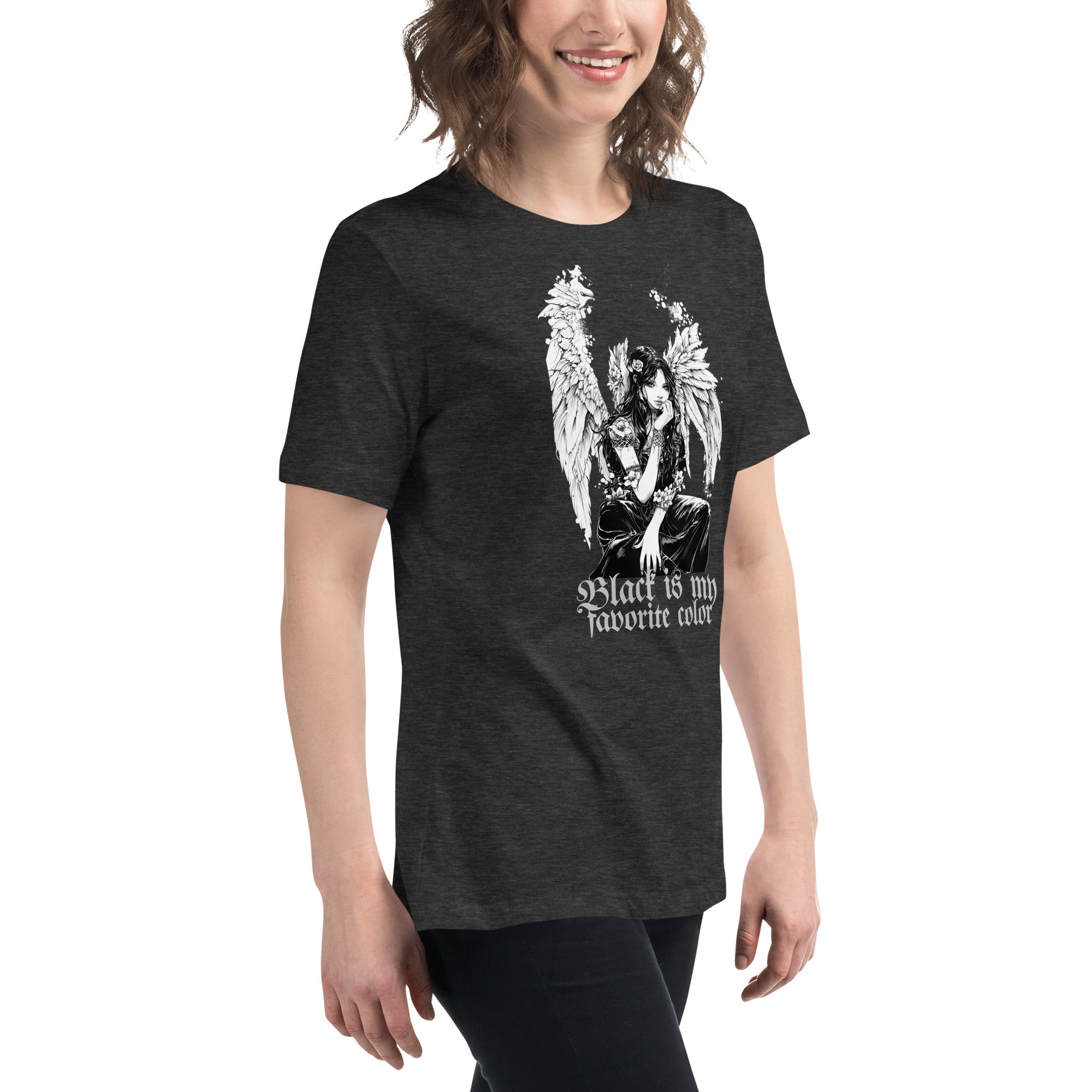 Black is my Favorite Color Gothic Dark Angel Women's Relaxed T-Shirt