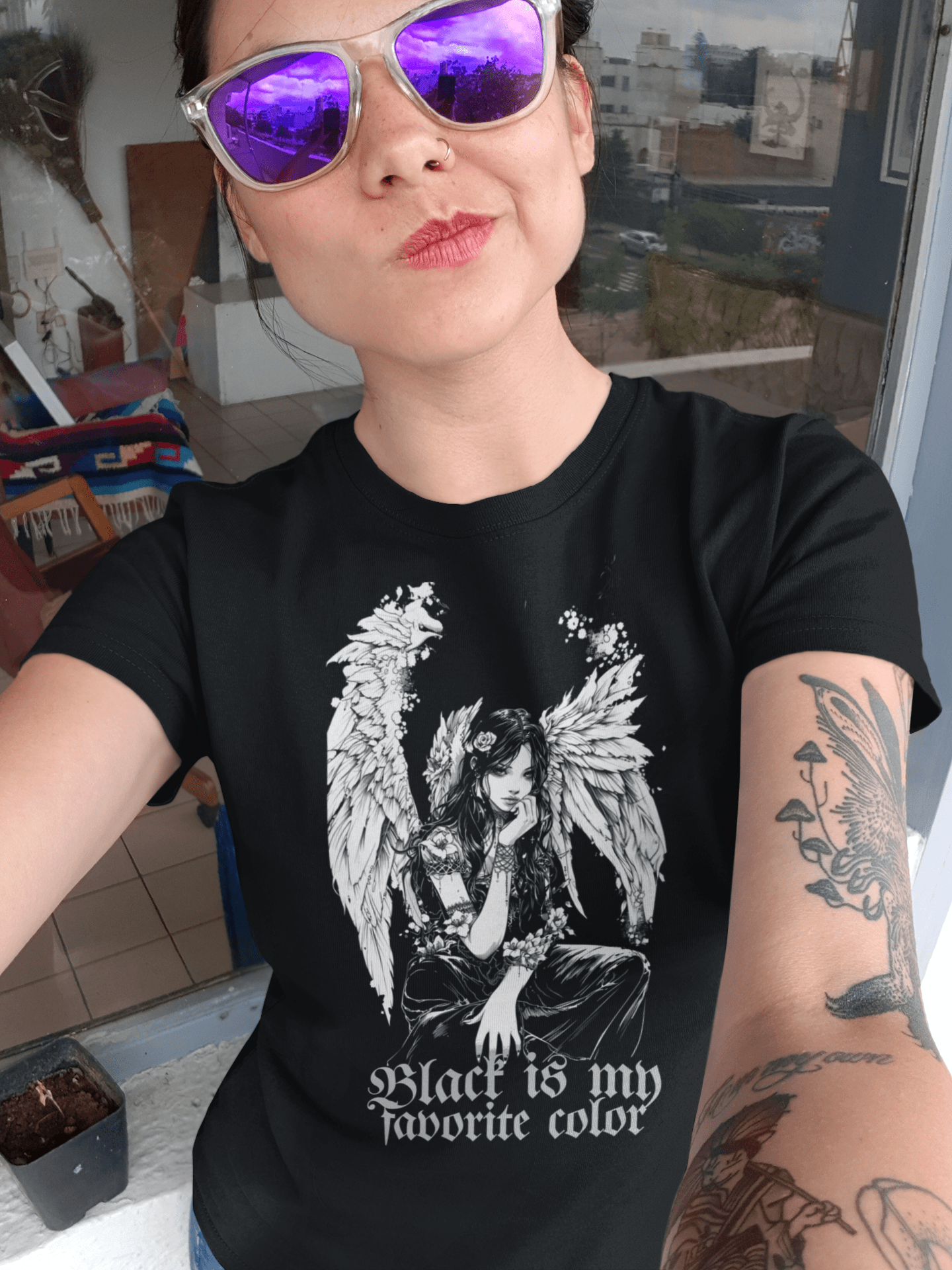 Black is my Favorite Color Gothic Dark Angel Women's Relaxed T-Shirt