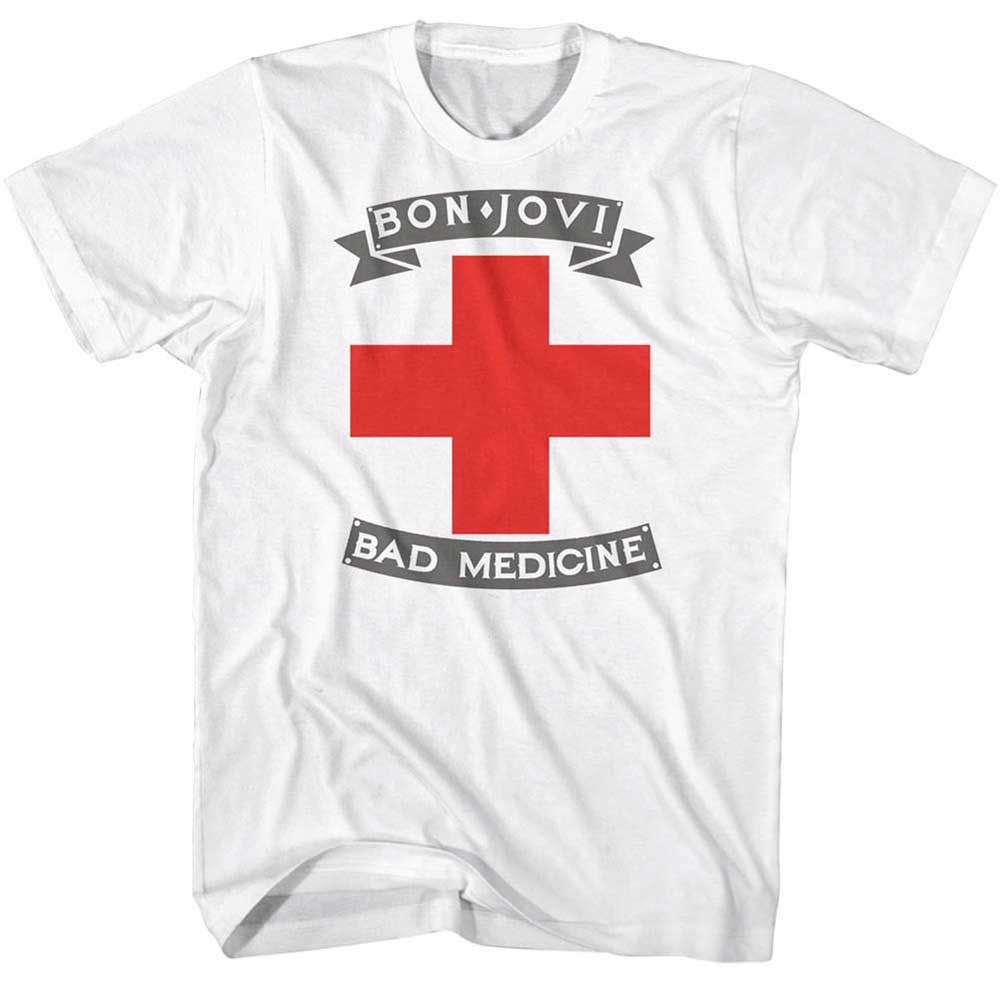 Shirt Bon Jovi Bad Medicine White T-Shirt