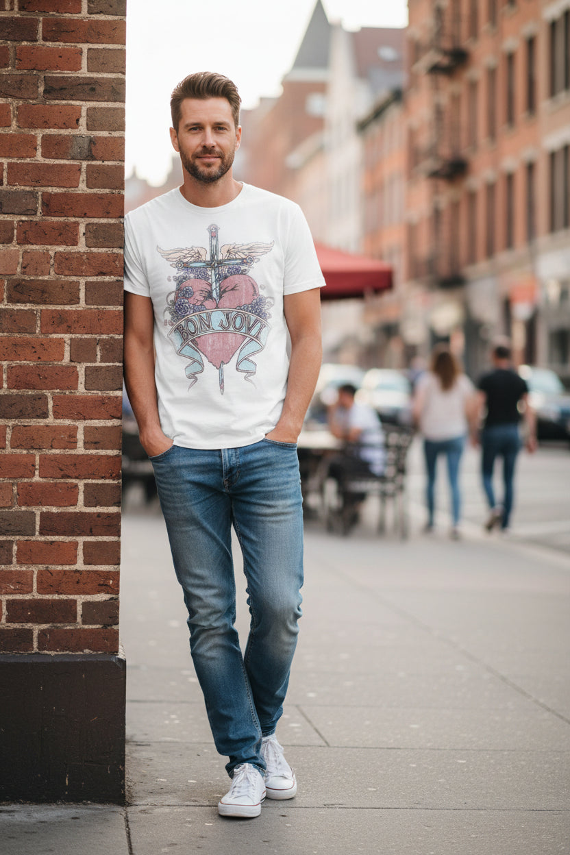 MAN WEARING BON JOVI TEE BON513S, BON513M, BON513L, BON513XL, BON513XXL, BON513XXXL, BON513XXXXL, BON513XXXXXL