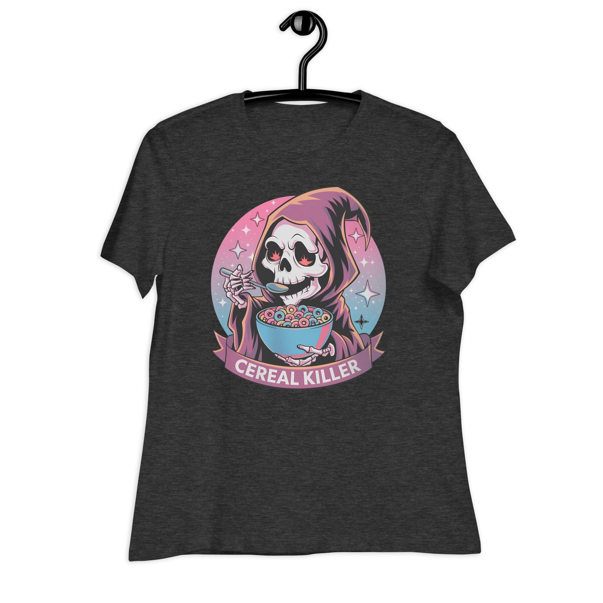 Dark Grey Heather / S Cereal Killer Grim Reaper Women's Relaxed T-Shirt 7651055_10193