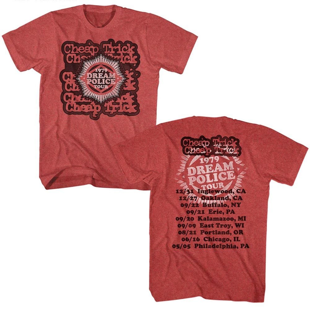 Shirt Cheap Trick Dream Police Tour Red Heather T-Shirt