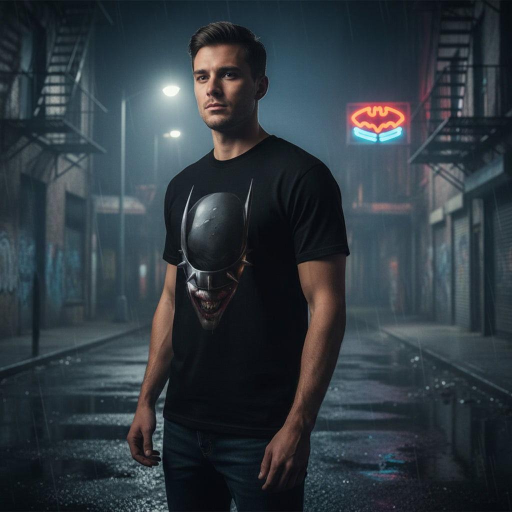 MAN WEARING BATMAN TEE DKM100S, DKM100M, DKM100L, DKM100XL, DKM100XXL