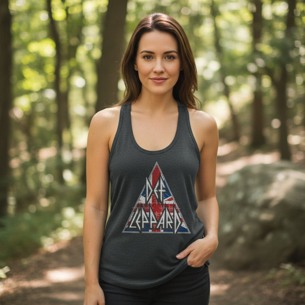 WOMAN WEARING DEF LEPPARD TANK TOP DEF513_316S, DEF513_316M, DEF513_316L, DEF513_316XL, DEF513_316XXL