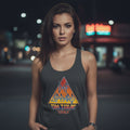 WOMAN WEARING Black tank top with Def Leppard 'On Tour 1983' graphic design DEF576-320S, DEF576-320M, DEF576-320L, DEF576-320XL, DEF576-320XXL