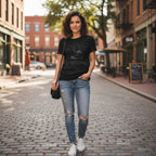 Woman wearing Black t-shirt with 'Evanescence' logo MM-EVA-01S, MM-EVA-01M, MM-EVA-01L, MM-EVA-01X, MM-EVA-01XX, MM-EVA-01XXX