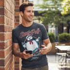 man wearing Navy t-shirt with Stay Puft Marshmallow Man graphic and text 'Stay Puft 1984 Quality Marshmallows' RGB542S, RGB542M, RGB542L, RGB542XL, RGB542XXL, RGB542XXXL, RGB542XXXXL, RGB542XXXXXL