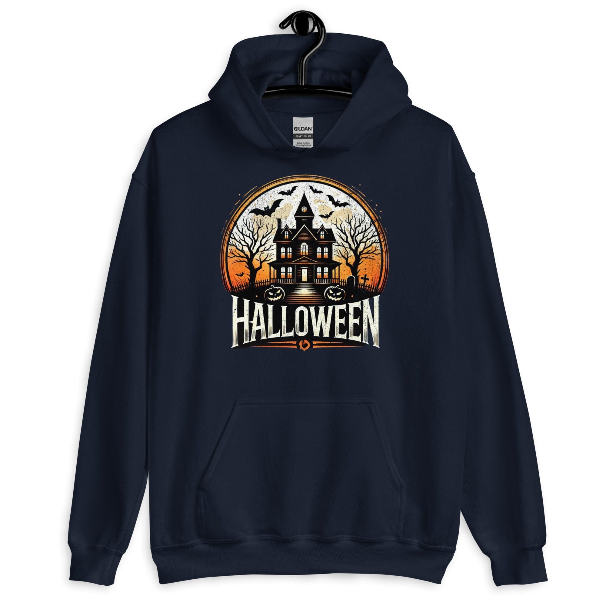 Navy / S Halloween Haunted House Unisex Pullover Hoodie 8462611_5594