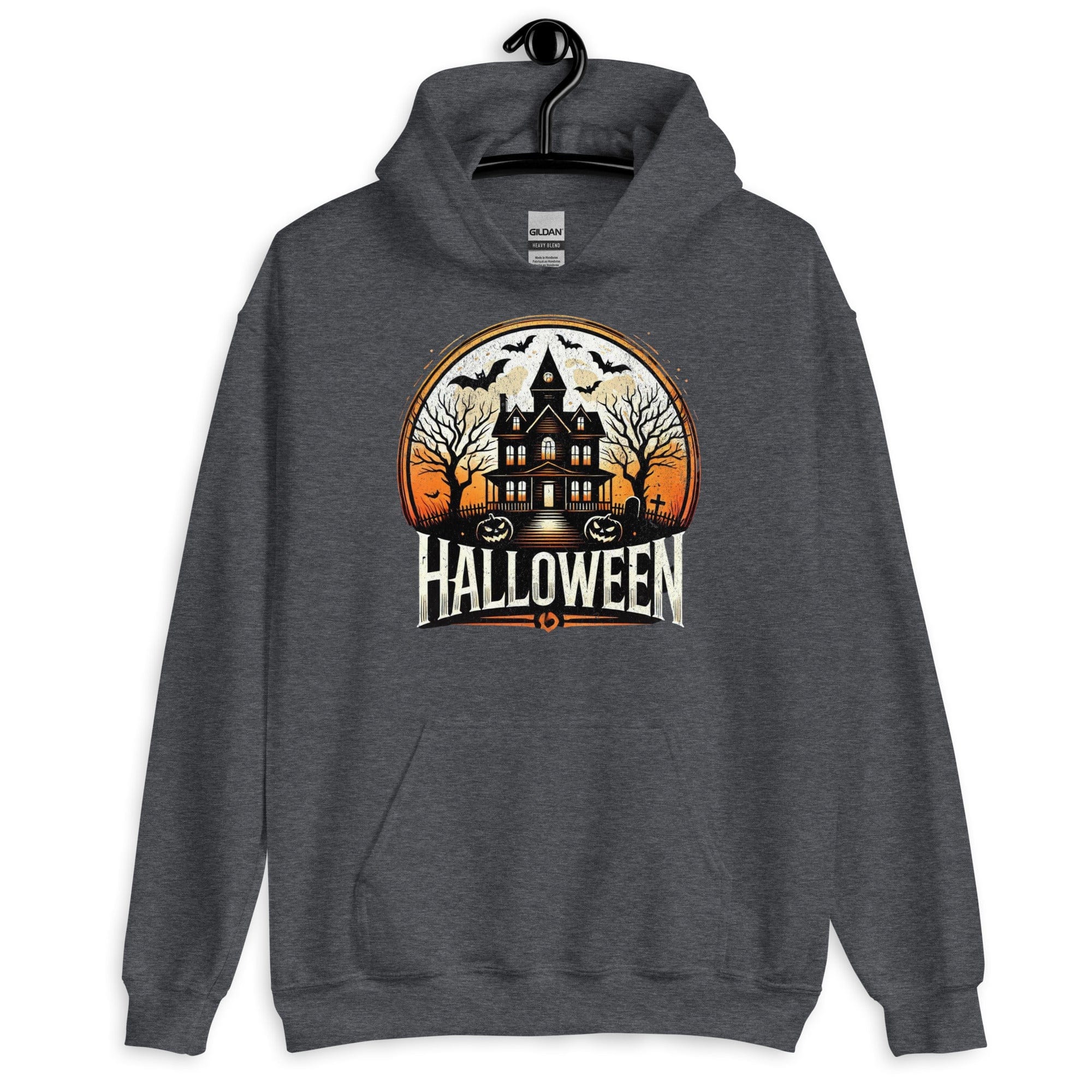Dark Heather / S Halloween Haunted House Unisex Pullover Hoodie 8462611_10806