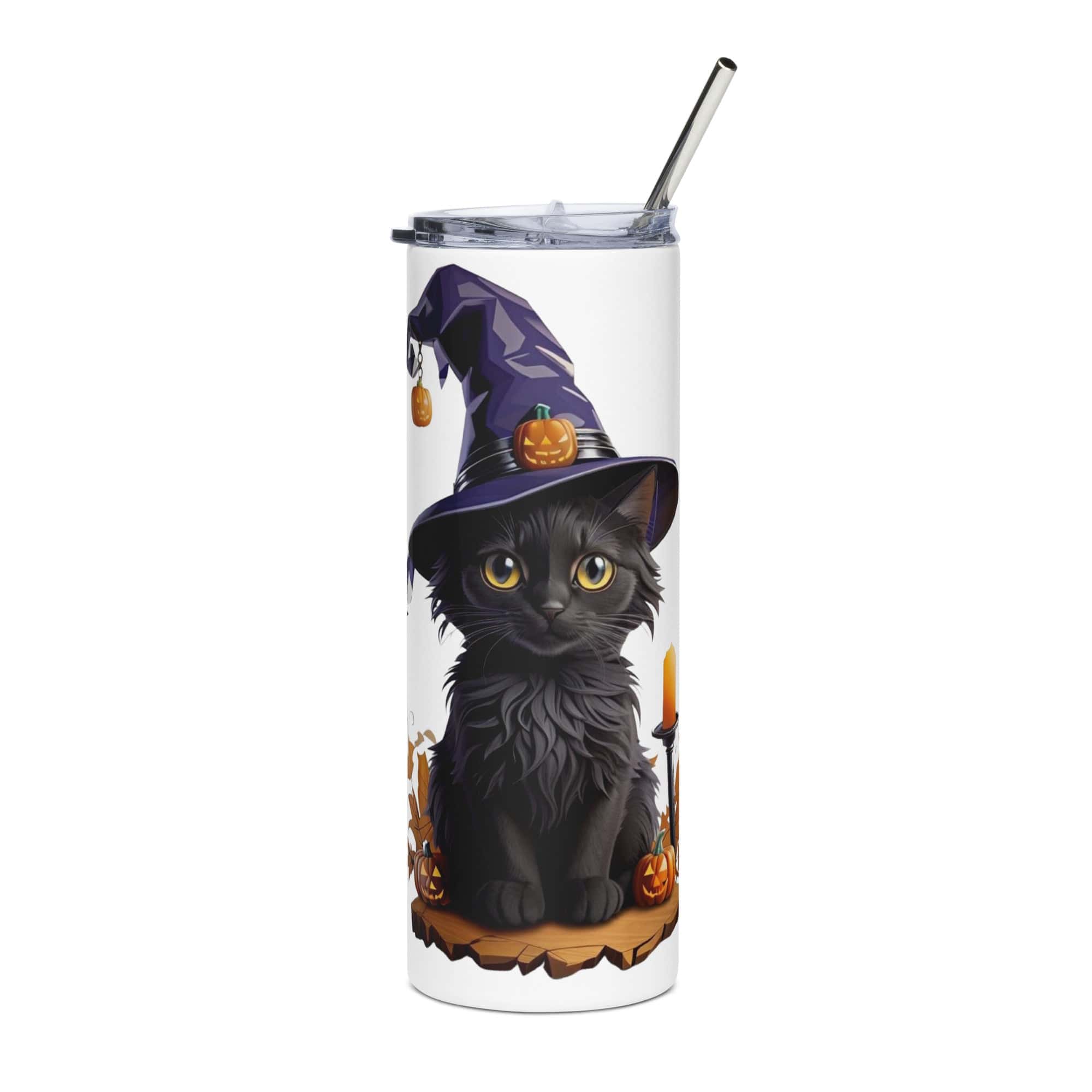 White Halloween Witches' Black Cat 20oz Stainless Steel Tumbler 6797538_15005