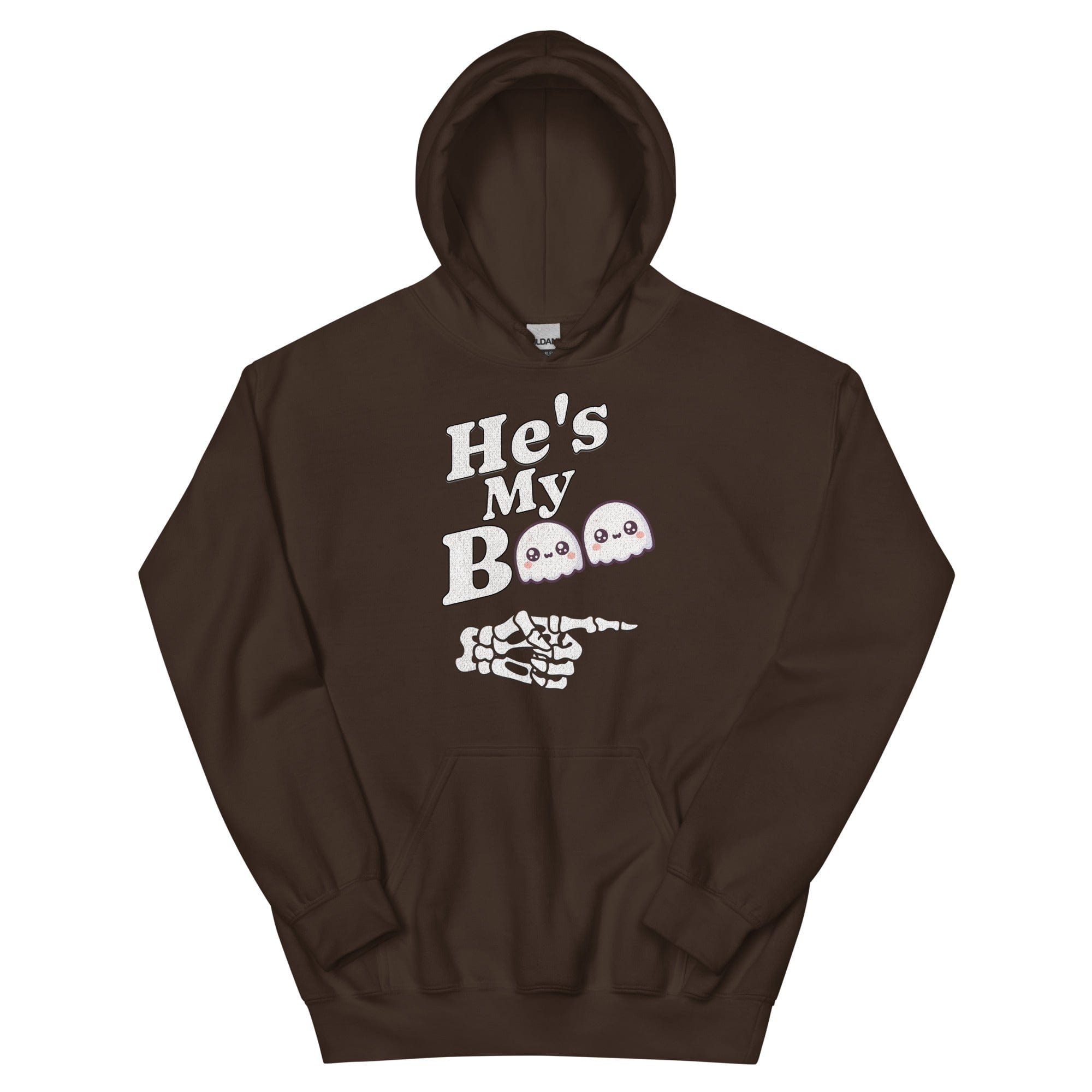 Dark Chocolate / S He's My Boo Halloween Unisex Pullover Hoodie 3497478_5554