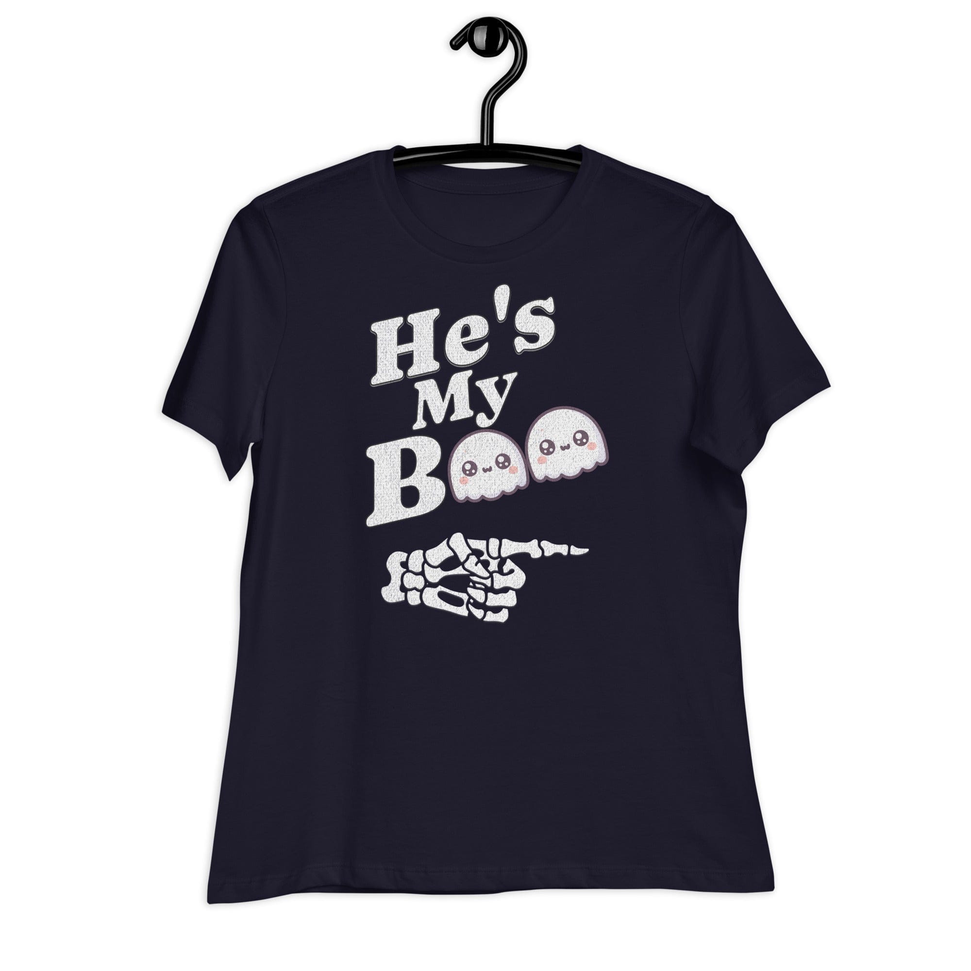 Navy / S He's My Boo Halloween Women's Relaxed T-Shirt 9472415_10235